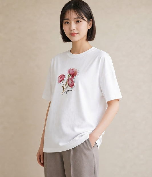 デザインTシャツ レディース 観葉植物 植物 ボタニカル イラスト ミセス 春コーデ 白T YMAZO
