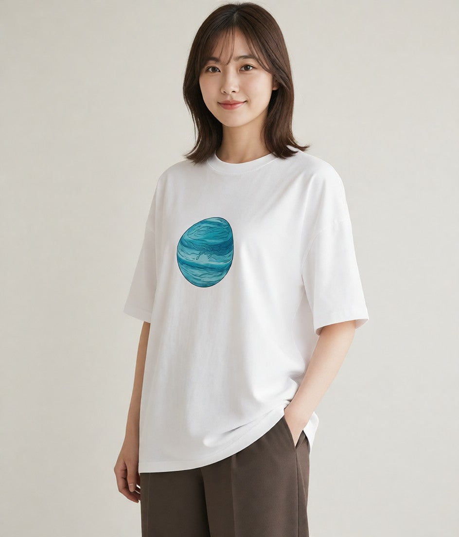 半袖Tシャツ レディース 土星 星空 宇宙 イラスト モード 夏コーデ 通学 白T YMAZO