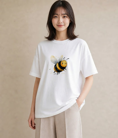 プリントTシャツ レディース ハニー 食べ物 フード イラスト ミニマル 買い物 夏コーデ 白T YMAZO
