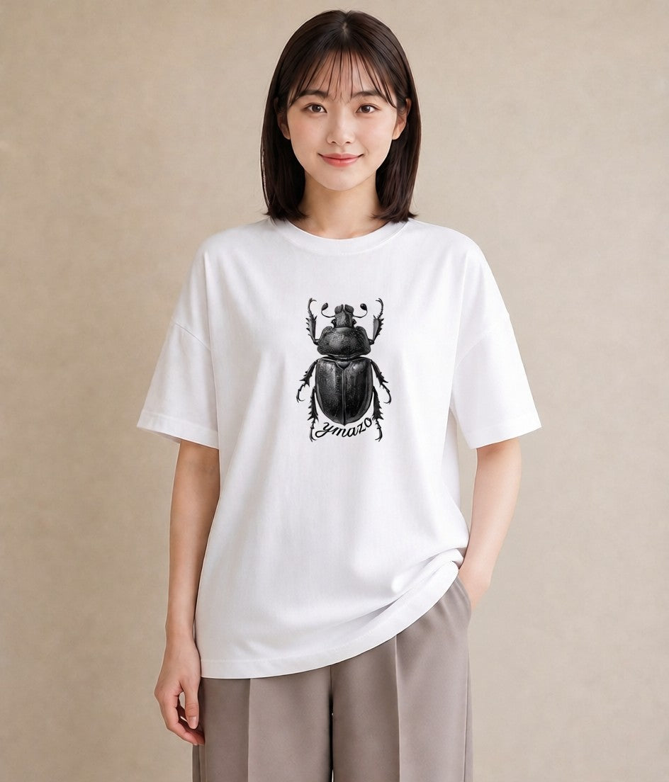 Tシャツ レディース クワガタ 昆虫 虫 イラスト ゆるコーデ 綿100 デート 白T YMAZO