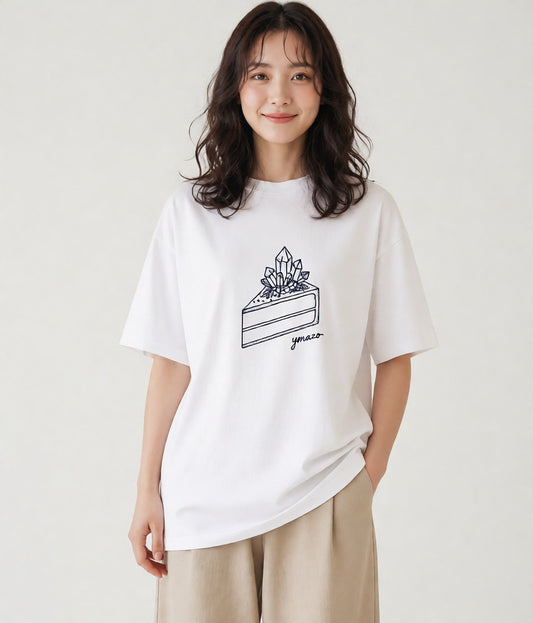 半袖Tシャツ レディース スイーツ お菓子 デザート イラスト ボタニカル カフェ服 クリスマス 白T YMAZO