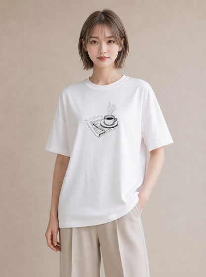 プリントTシャツ レディース 本 読書 ブック イラスト ユニーク 女子会 お揃い 白T YMAZO