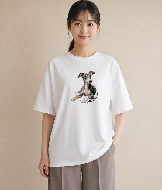 半袖Tシャツ レディース ミックス犬 犬 いぬ イラスト 上品 通勤 在宅 白T YMAZO