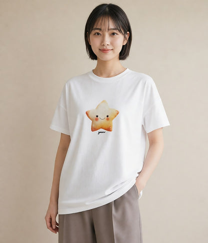 グラフィックTシャツ レディース スター 星空 宇宙 イラスト 普段使い カフェ巡り 女子会 白T YMAZO