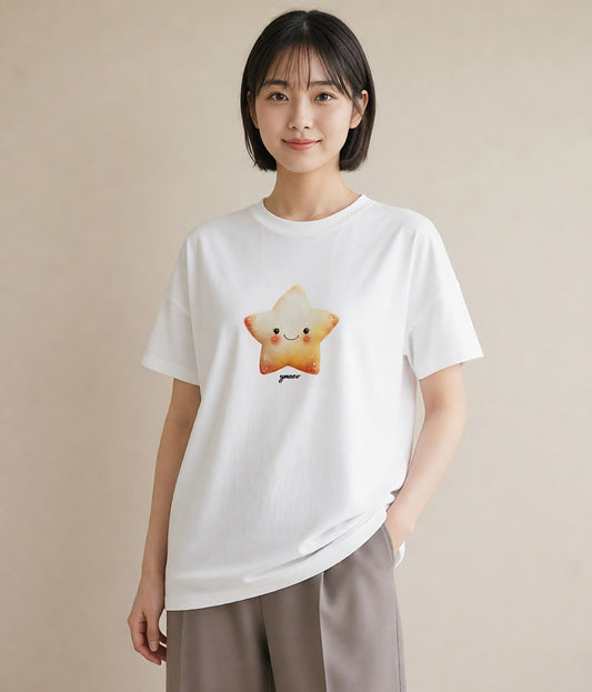 グラフィックTシャツ レディース スター 星空 宇宙 イラスト 普段使い カフェ巡り 女子会 白T YMAZO