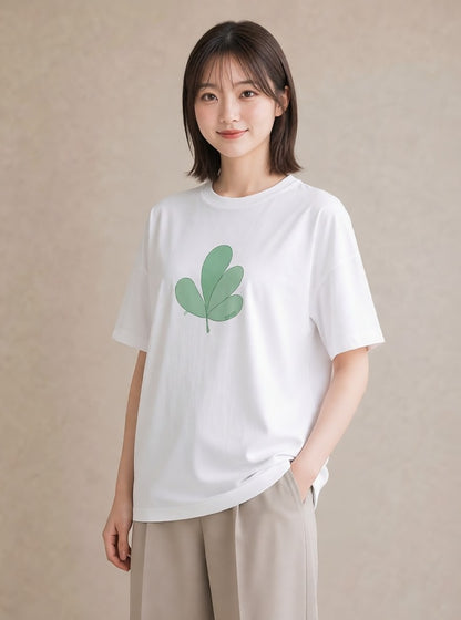 プリントTシャツ レディース ユーカリ 植物 ボタニカル イラスト モード 部屋着 女性向けギフト 白T YMAZO