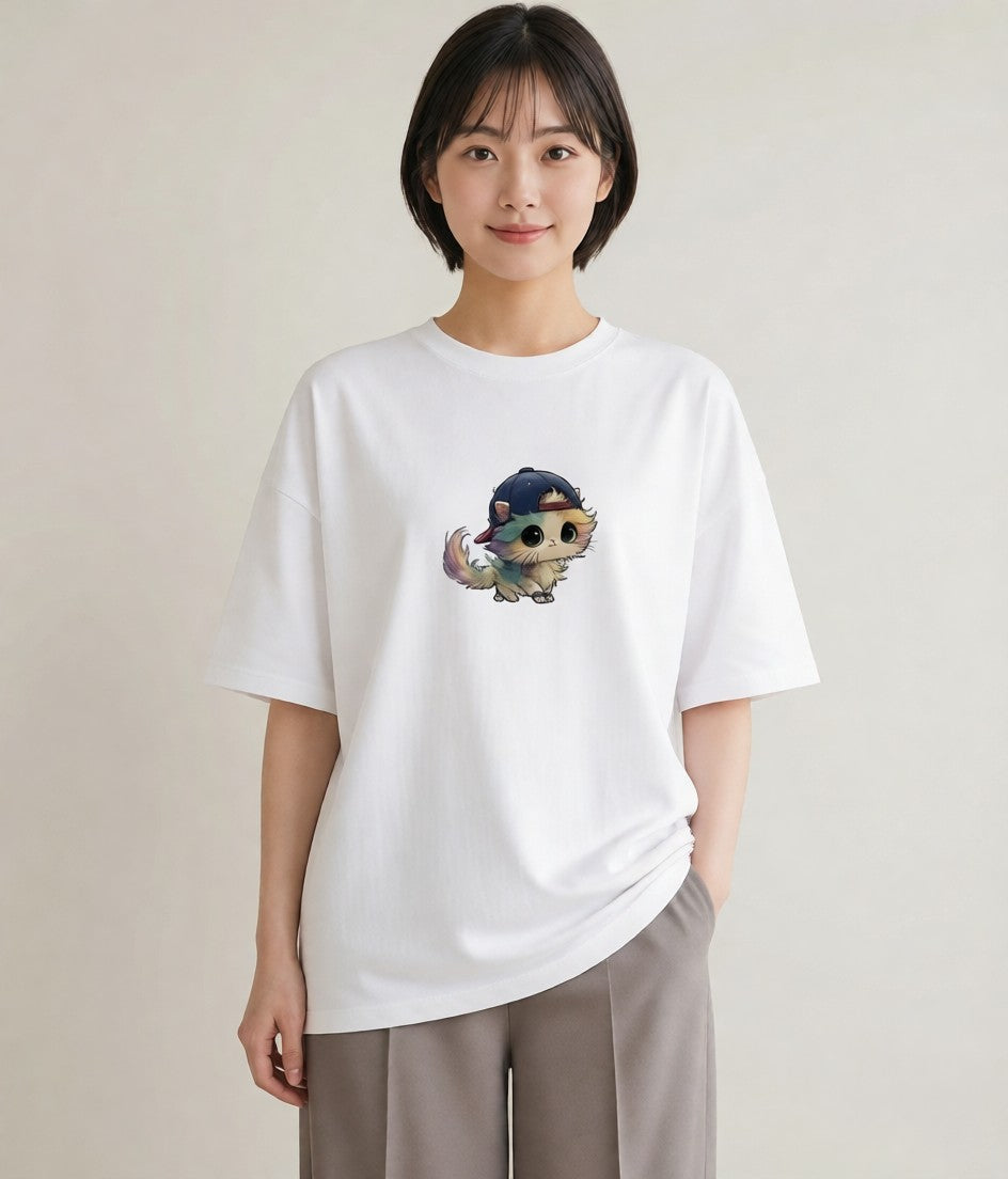 デザインTシャツ レディース ニャンコ 猫 ねこ イラスト ユニーク クリスマス 旅行 白T YMAZO