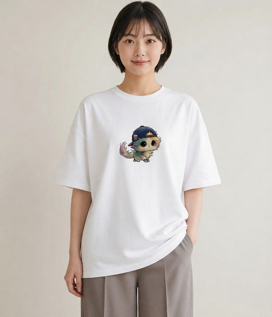 デザインTシャツ レディース ニャンコ 猫 ねこ イラスト ユニーク クリスマス 旅行 白T YMAZO