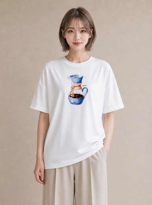 Tシャツ レディース カフェオレ 食べ物 フード イラスト ユニーク 秋コーデ おしゃれギフト 白T YMAZO