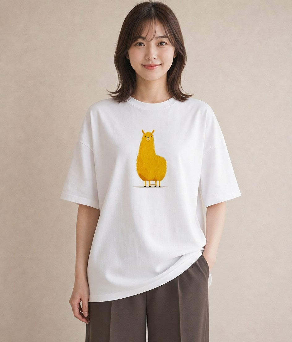 Tシャツ レディース アルパカ 動物 アニマル イラスト ゆるかわ ホワイトデー 春服 白T YMAZO
