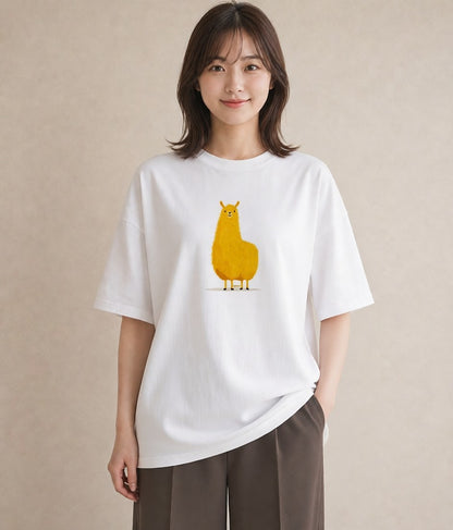Tシャツ レディース アルパカ 動物 アニマル イラスト ゆるかわ ホワイトデー 春服 白T YMAZO