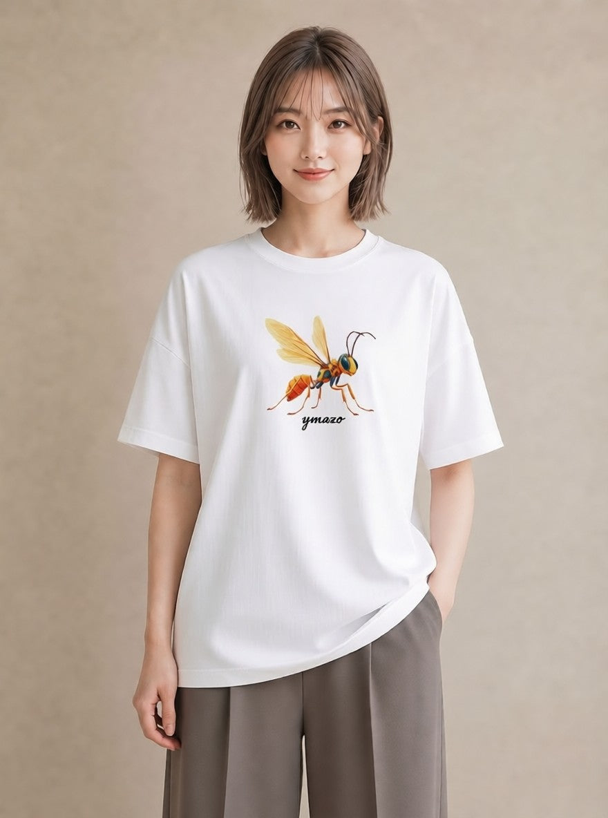 グラフィックTシャツ レディース ホタル 昆虫 虫 イラスト 上品 秋コーデ おしゃれギフト 白T YMAZO