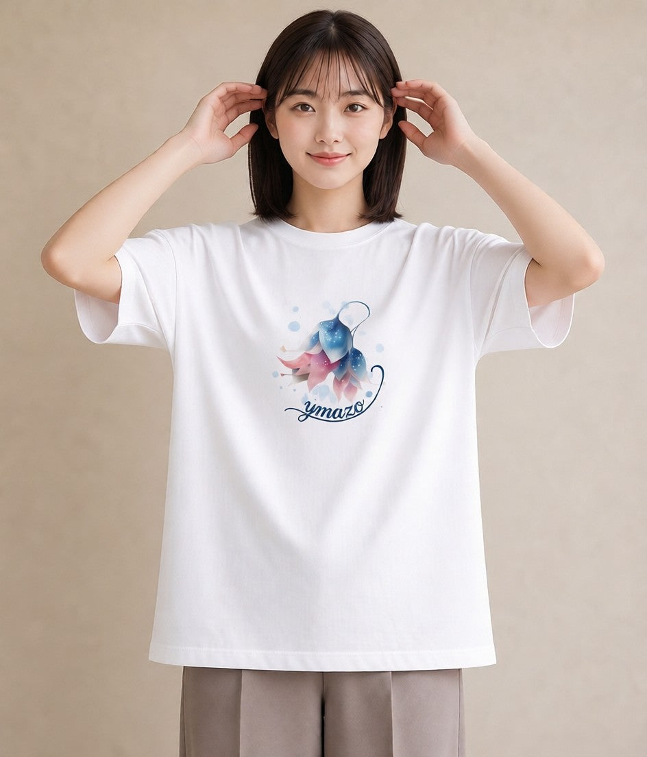 グラフィックTシャツ レディース あさがお 朝顔 花 花柄 イラスト 北欧風 女子会 お揃い 白T