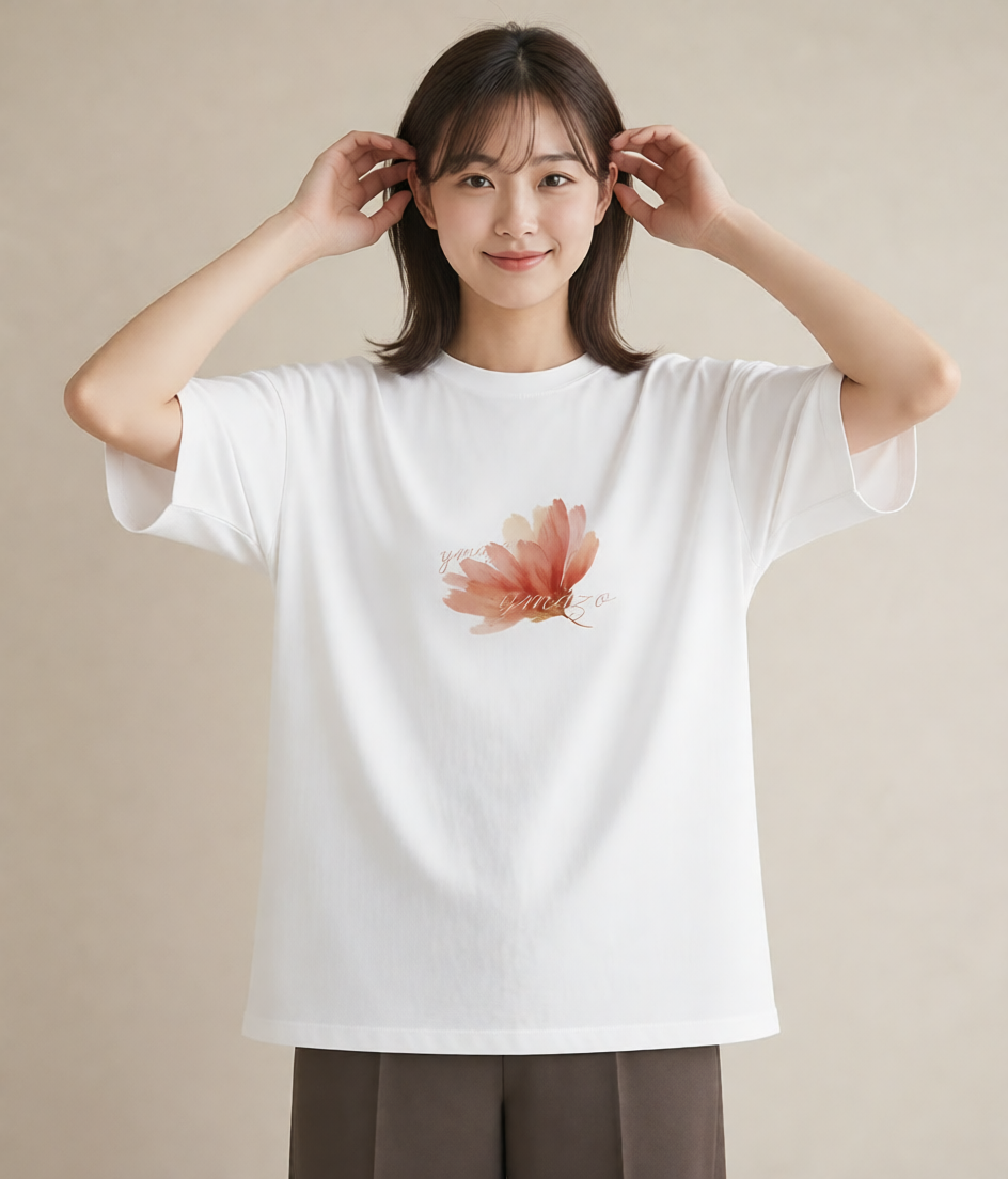グラフィックTシャツ レディース たんぽぽ 花 花柄 イラスト 韓国風 春服 ミセス 白T YMAZO