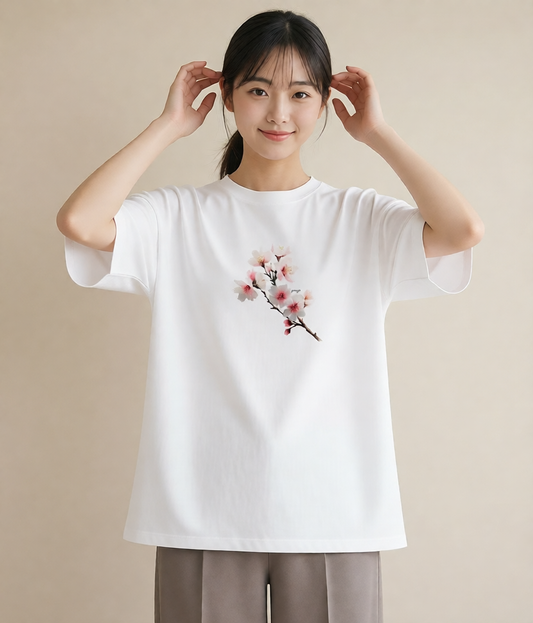 Tシャツ レディース さくら 桜 サクラ 花 花柄 イラスト ラフ レイヤード 友達ギフト 白T YMAZO