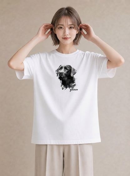 Tシャツ レディース ラブラドールレトリバー 犬 いぬ イラスト 旅行コーデ 散歩 お出かけ 白T YMAZO
