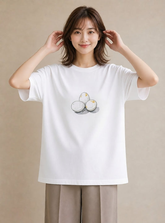デザインTシャツ レディース 目玉焼き 食べ物 フード イラスト カジュアル 部屋着 女性向けギフト 白T YMAZO
