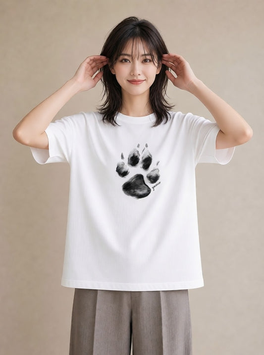 半袖Tシャツ レディース 猫の手 猫 ねこ イラスト 旅行コーデ 姉妹 送別ギフト 白T YMAZO
