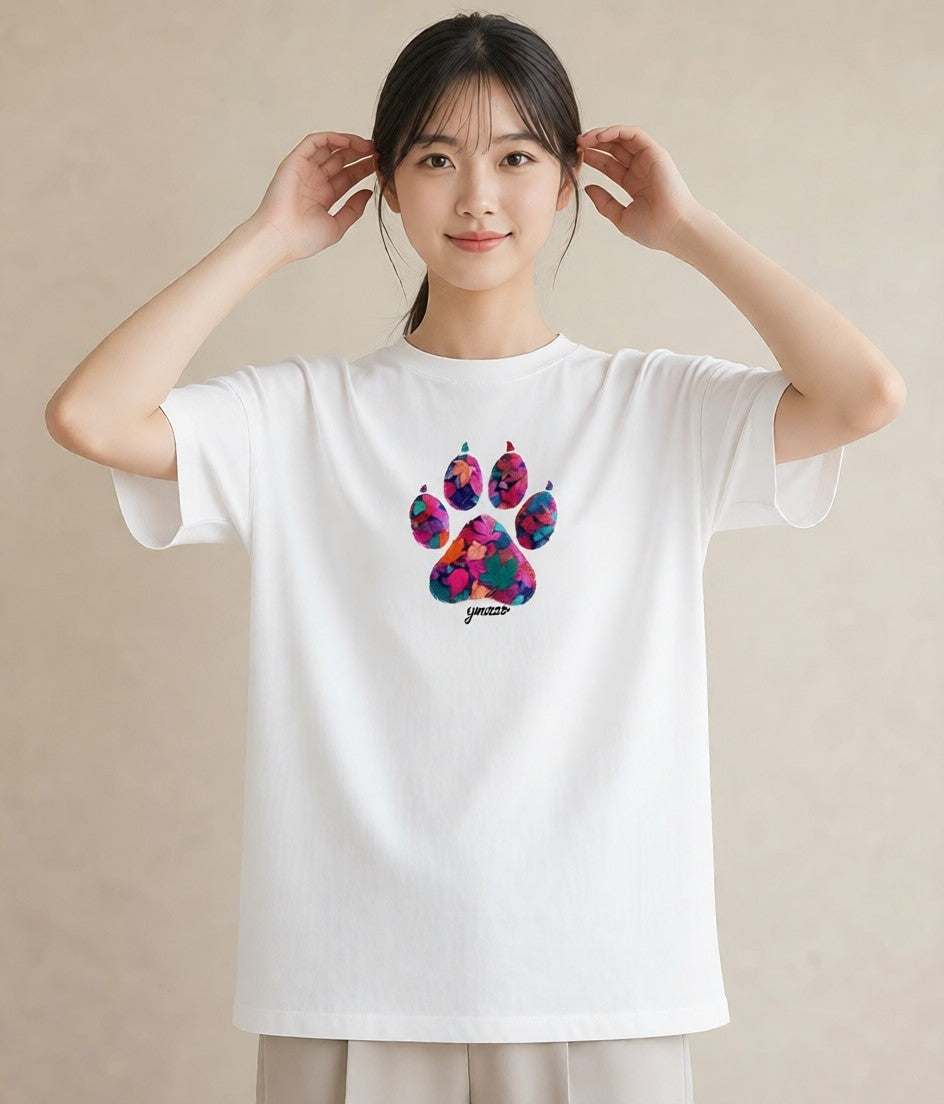 Tシャツ レディース 猫の手 猫 ねこ イラスト 普段使い 姉妹 送別ギフト 白T YMAZO