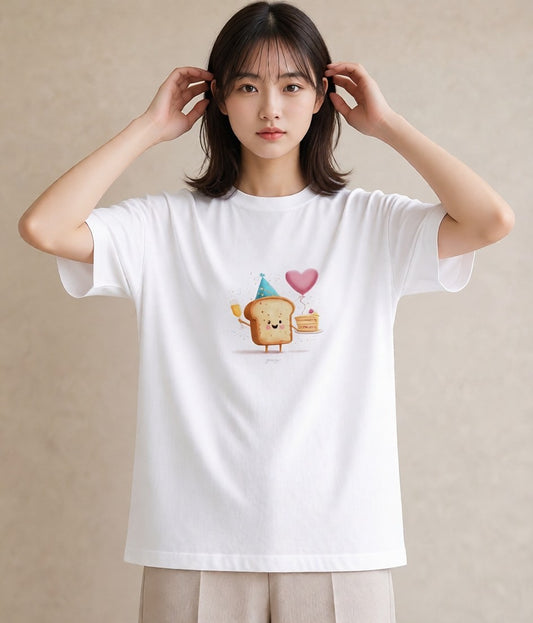 プリントTシャツ レディース 食パン 食べ物 フード イラスト お洒落 母娘コーデ 自分用 白T YMAZO