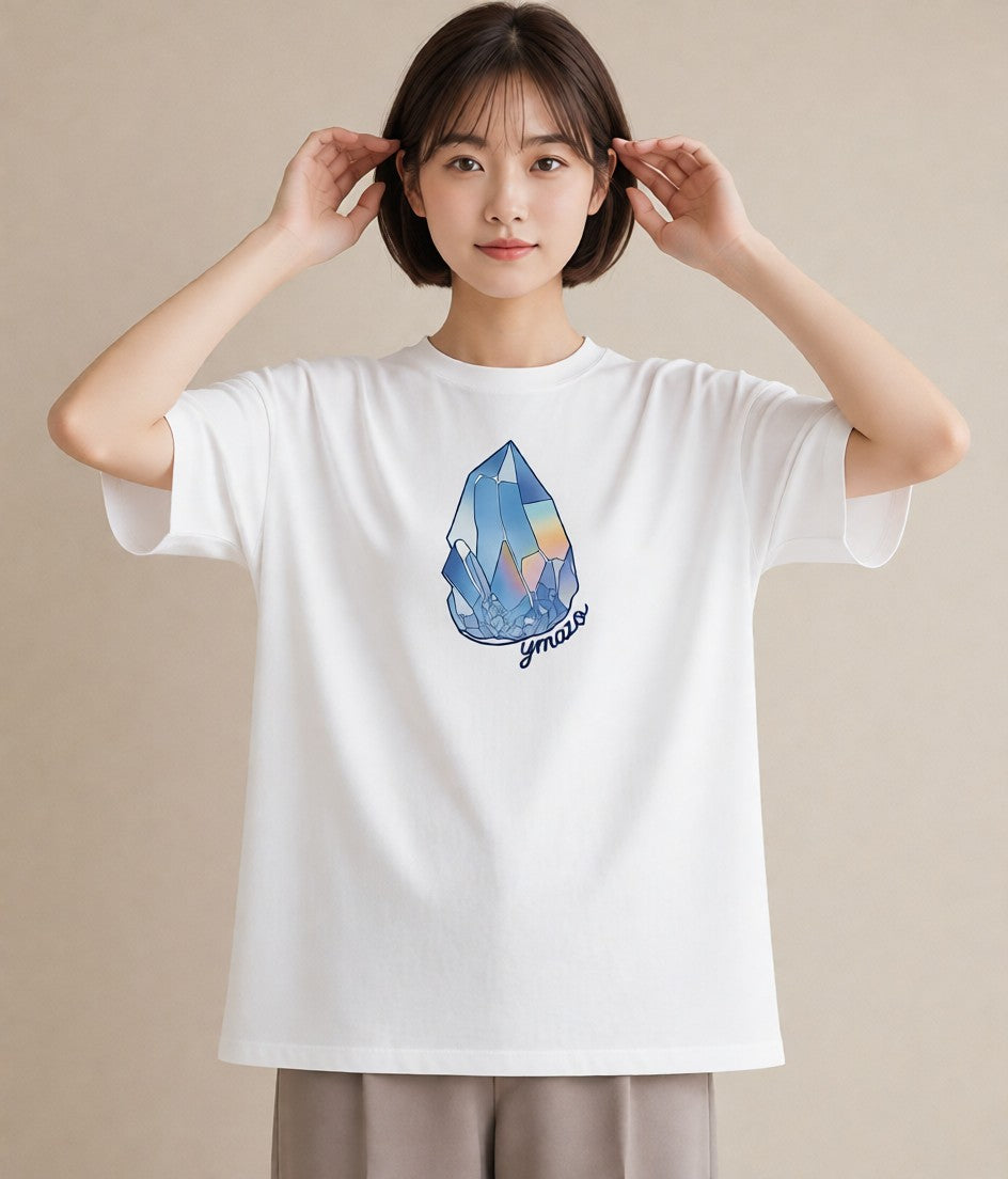 プリントTシャツ レディース オーロラ 星空 宇宙 イラスト ボタニカル 通勤 在宅 白T YMAZO
