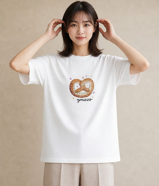 グラフィックTシャツ レディース パン 食べ物 フード イラスト モード 帰省 ラフ 白T YMAZO