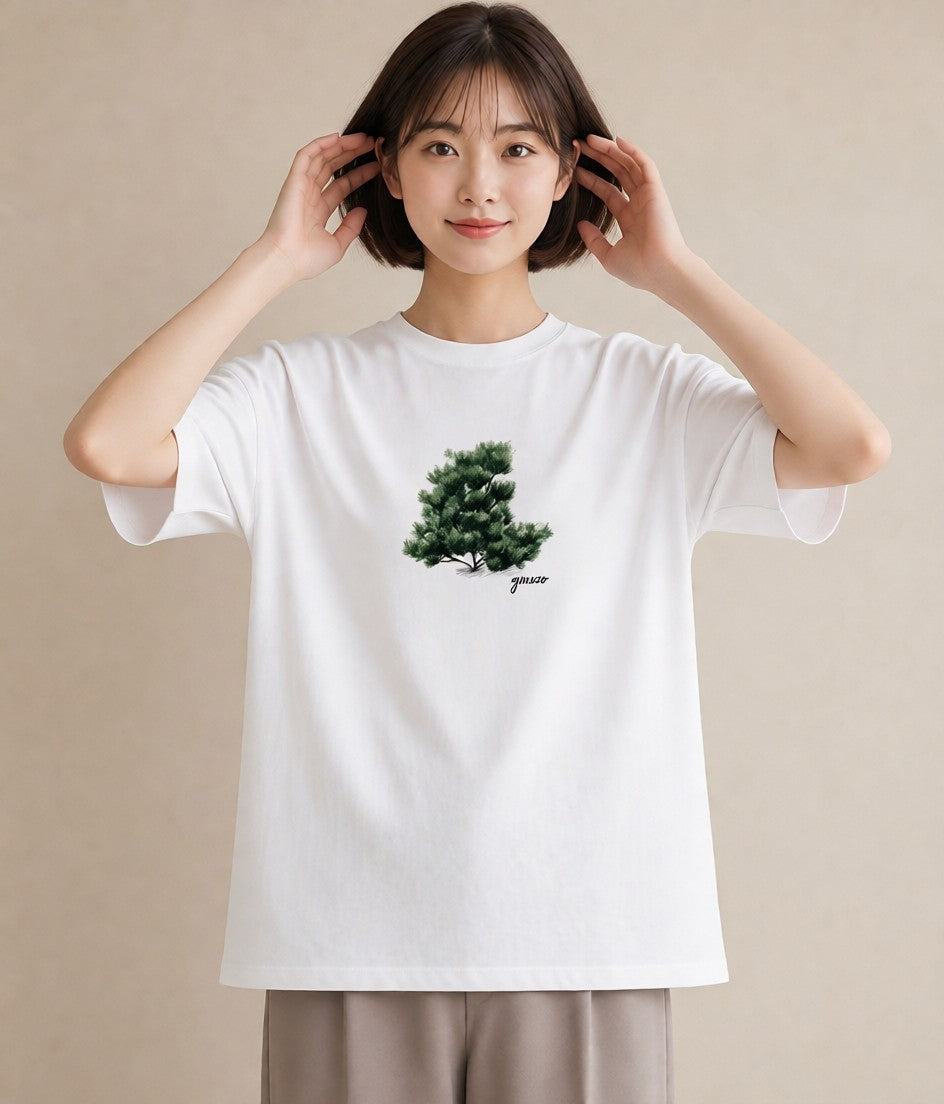 プリントTシャツ レディース 森 植物 ボタニカル イラスト ナチュラル 自分用 ルームウェア 白T YMAZO