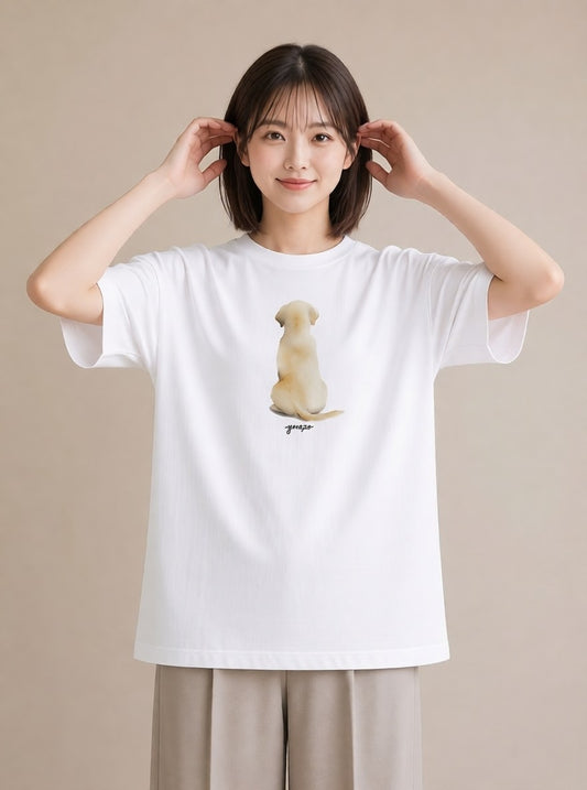 デザインTシャツ レディース ラブラドールレトリバー 犬 いぬ イラスト 上品 おしゃれギフト 社会人 白T YMAZO