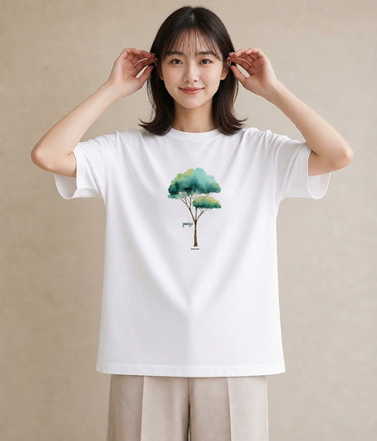 半袖Tシャツ レディース 森 植物 ボタニカル イラスト こなれ感 姉妹 送別ギフト 白T YMAZO