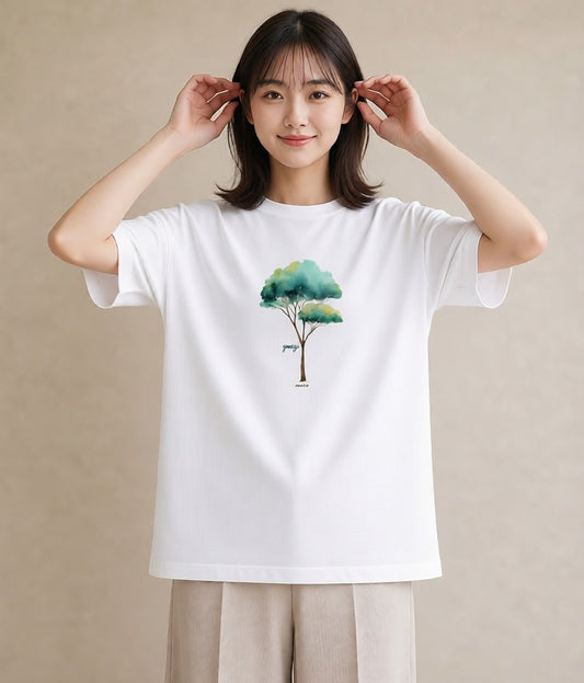 半袖Tシャツ レディース 森 植物 ボタニカル イラスト こなれ感 姉妹 送別ギフト 白T YMAZO