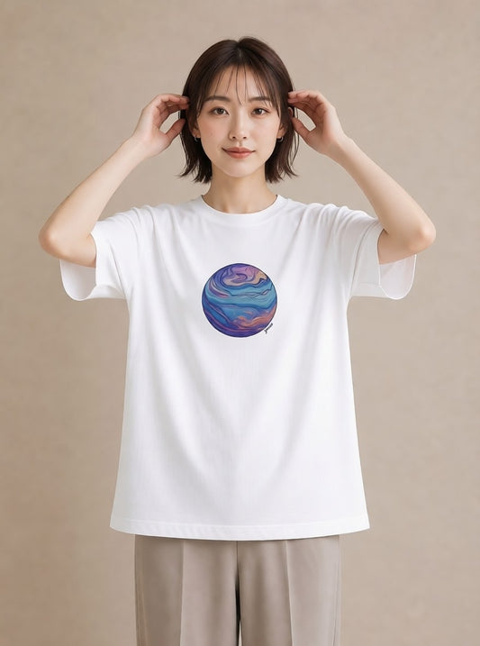 プリントTシャツ レディース 惑星 星空 宇宙 イラスト レトロ 帰省 ラフ 白T YMAZO