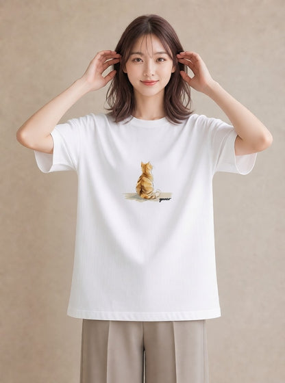 デザインTシャツ レディース 肉球 猫 ねこ イラスト ミニマル ミセス 春コーデ 白T YMAZO