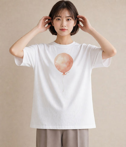半袖Tシャツ レディース 紙風船 和紙 ナチュラル アンティーク イラスト 休日コーデ クリスマス 旅行 白T YMAZO