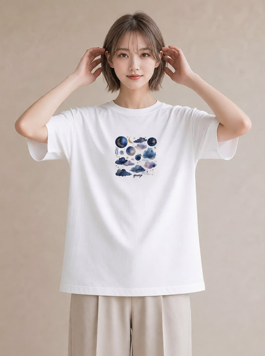 プリントTシャツ レディース 蠍座 星空 宇宙 イラスト お洒落 通勤 在宅 白T YMAZO