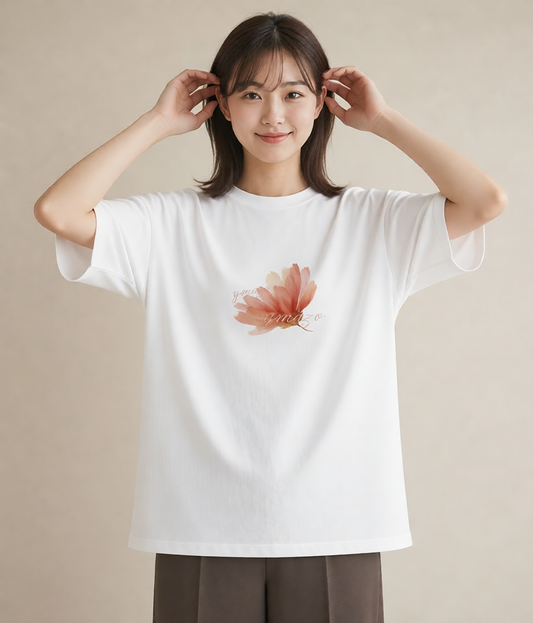 グラフィックTシャツ レディース たんぽぽ 花 花柄 イラスト 韓国風 春服 ミセス 白T YMAZO