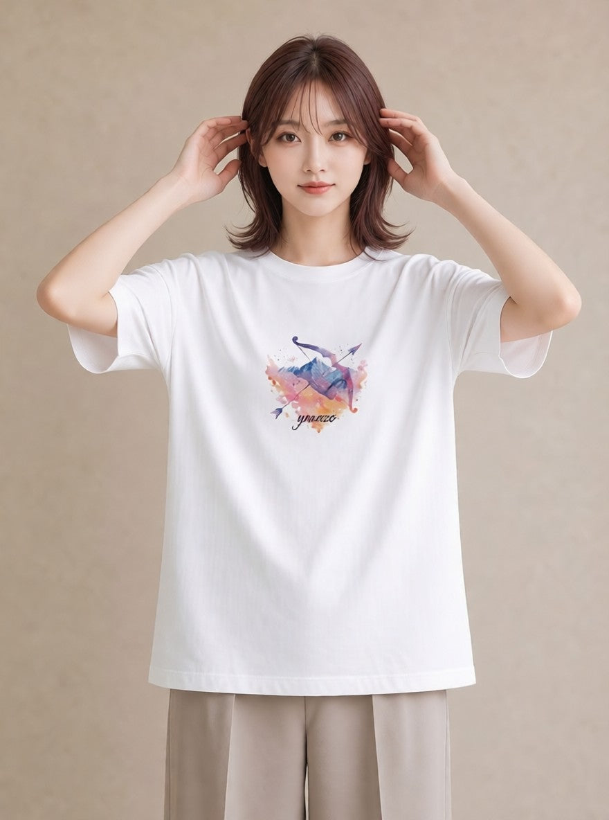プリントTシャツ レディース 乙女座 星空 宇宙 イラスト シンプル 買い物 夏コーデ 白T YMAZO