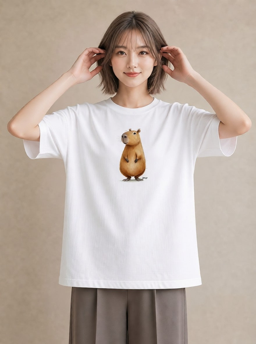 プリントTシャツ レディース ハムスター ペット 動物 イラスト ラフ 春コーデ 姉妹 白T YMAZO