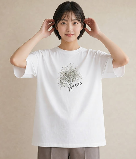 半袖Tシャツ レディース カスミソウ かすみ草 花 花柄 イラスト ニュアンス 旅行用 海 白T YMAZO