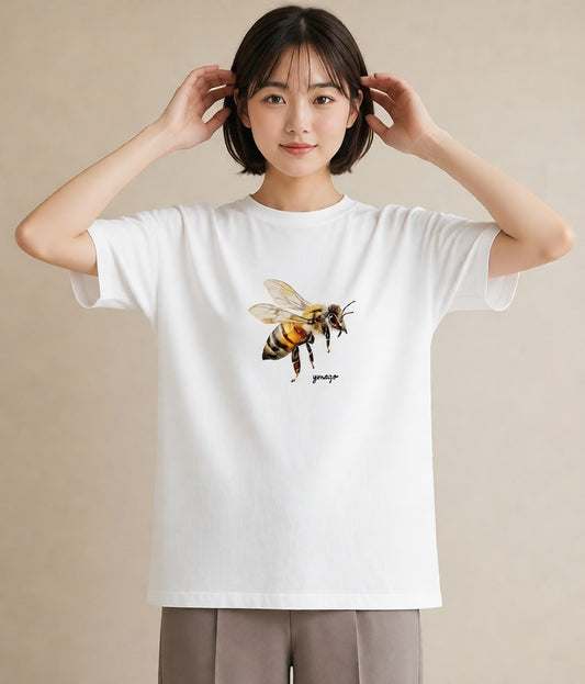 プリントTシャツ レディース ハニー 食べ物 フード イラスト ヴィンテージ風 クリスマス 旅行 白T YMAZO
