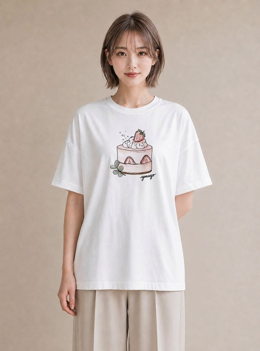 半袖Tシャツ レディース パフェ 食べ物 フード イラスト カフェコーデ クリスマス 旅行 白T YMAZO