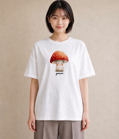 グラフィックTシャツ レディース きのこ 植物 ボタニカル イラスト ニュアンス 帰省 ラフ 白T YMAZO