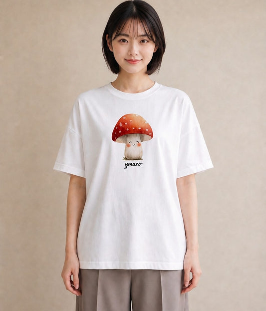 グラフィックTシャツ レディース きのこ 植物 ボタニカル イラスト ニュアンス 帰省 ラフ 白T YMAZO