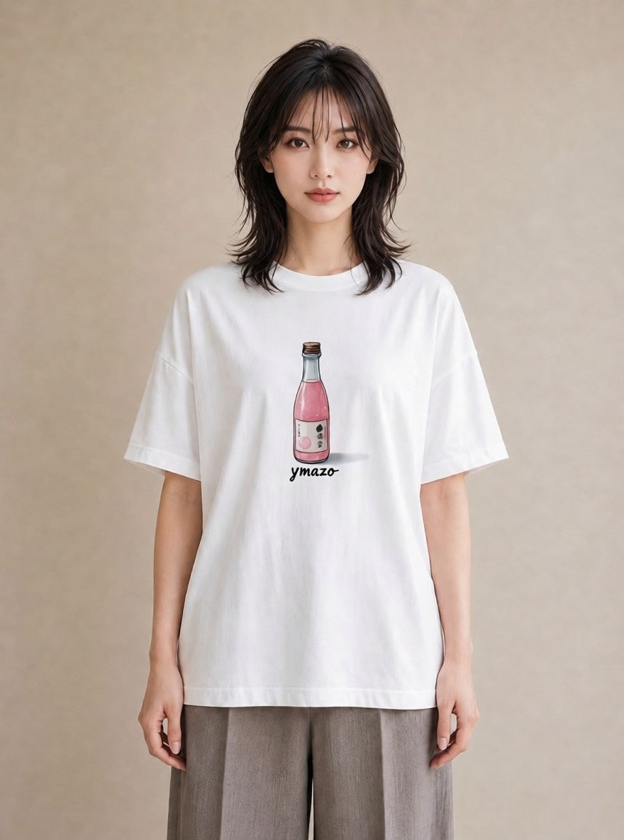 プリントTシャツ レディース ガラス瓶 小枝 ボタニカル ナチュラル アンティーク イラスト ヴィンテージ風 クリスマス 旅行 白T YMAZO