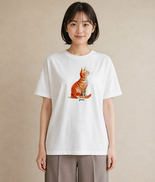 プリントTシャツ レディース 猫の手 猫 ねこ イラスト 水彩風 誕生日プレゼント 綿100 白T YMAZO