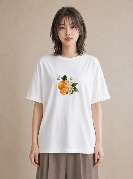 デザインTシャツ レディース 金木犀 花 花柄 イラスト 旅行コーデ ママ カフェ服 白T YMAZO