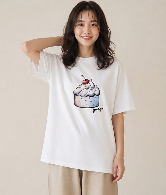 Tシャツ レディース ソフトクリーム 食べ物 フード イラスト アート風 買い物 夏コーデ 白T YMAZO