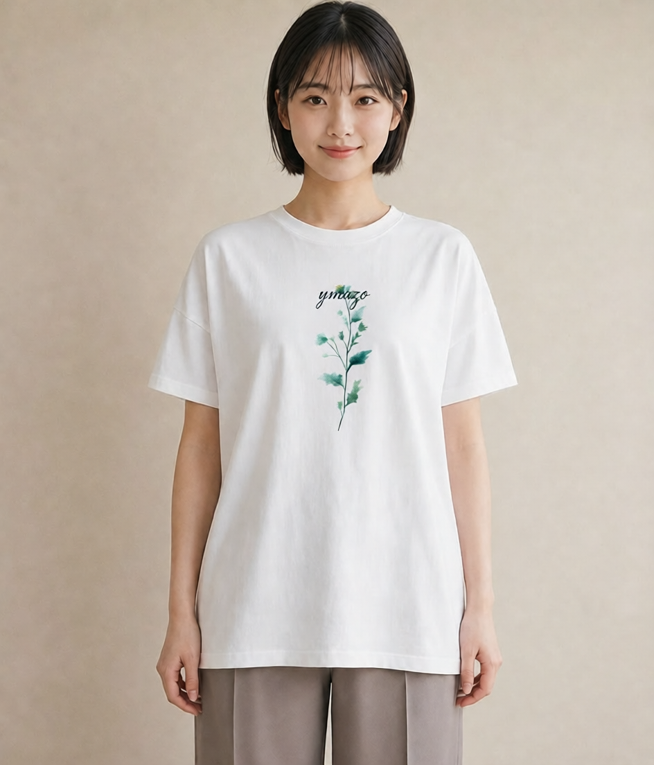 Tシャツ レディース ミモザ 花 花柄 イラスト 北欧風 ミセス 春コーデ 白T