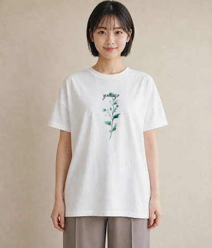 Tシャツ レディース ミモザ 花 花柄 イラスト 北欧風 ミセス 春コーデ 白T