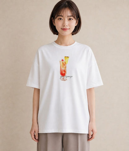 プリントTシャツ レディース パイナップル 食べ物 フード イラスト ポップ 週末コーデ 敬老の日 白T YMAZO