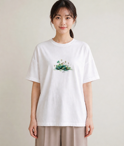 デザインTシャツ レディース クローバー 四つ葉 花 花柄 イラスト お洒落 ホワイトデー 春服 白T